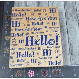 Hero Arts Super Hello Greetings Background S1320 Rubber Stamp Wood #A10